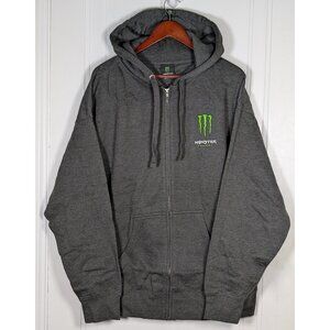 Monster Energy Official Full Zip Hoodie Sweatshirt Gray Mens Size 2XL NEW 2025